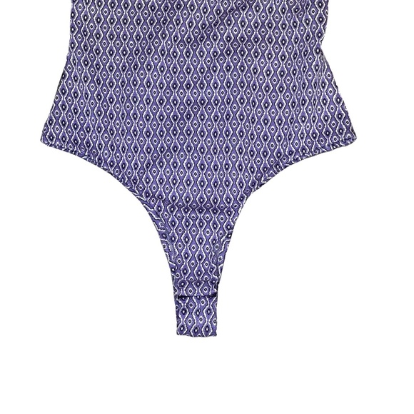 NEW ZARA Lilac Geometric Open-Back V-Neck Bodysuit Preppy Festival Retro XS - Picture 8 of 12